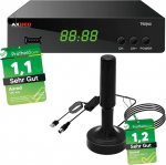 AXRED T90 HD DVBT2 vastuv&otilde;tja + AX Magnes DVB-T/DVB-T2 antenn koos v&otilde;imendiga 30dBi siseruumides ja v&auml;ljas kasutamiseks koos PVR salvestusfunktsiooniga DVB T2 TV raadio DVBT, DVB T boxi jaoks