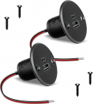 acegoo USB C pistikupesa 12 V matkaauto laadija t&auml;isalumiinium, C-t&uuml;&uuml;pi USB &uuml;hendus PD3.0 QC3.0 autopesa paigaldusadapter matkaauto paadi veoauto haagissuvila jaoks (2 x suur paneel)