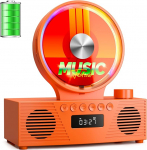 ROADOM CD m&auml;ngija Bluetooth 5.3 mit Dual Lautsprecher, 4000mAh Tragbar Wiederaufladbar, 6-in-1 Wiedergabe CD/USB/TF/FM/AUX, RGB Licht, Retro Desktop CD Player f&uuml;r Zuhause