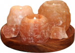 Himaalaja soola unistused 4041678004040 Soolakristallid teevalgusti hoidja komplekt 2 x 400 g, 1 x 700 g puidust taldrik ja soolat&uuml;kid