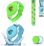 2 Pack veekindel randmepael lastele AirTag Armas Cartoon Reguleeritav IP53 Silikoon peidetud Apple Air Tag hoidja pehme silikoonist kaitsev &uuml;mbris Anti-lost GPS Tracker