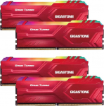 RGB DDR4 RAM: GIGASTONE Game Turbo 64GB Kit (4x16GB) DDR4 3200MHz PC4-25600 CL16-18-18-18-40 Intel XMP 2.0 AMD Ryzen 1.35V UDIMM 288Pin Non-ECC Unbuffered Desktop High Performance Memory Punane