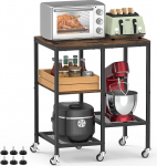 K&ouml;&ouml;gi mikrolaineahju vanker,ratastega mikrolaineahju statiiv,kohvibaarilaud, 4-astmeline rulliv pagaririiul,v&auml;ikeste seadmete hoidmise riiul,kasulik k&otilde;rvallaud k&ouml;&ouml;ki,elutuppa (Rustic Brown)