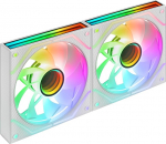 Mars Gaming MF-3DPROX2R, 2x 120mm ventilaatorikomplekt, &uuml;mberp&ouml;&ouml;ratud ventilaatorite labad, ARGB Triple Infinity Mirror 360&deg; valgustus, PWM-juhtimine, FDB laager, PC ventilaator t&auml;ieliku ARGB-kompatifikatsiooniga, valge