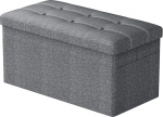 Tamme- ja teepink hoiuruumiga, kokkupandav istmekirst, kokkupandav hoiupank, hoiukast, 110 x 38 x 38 cm, maksimaalne koormus 300 kg, 3 sisek&uuml;lge ja k&uuml;ljetaskud, hall