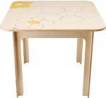 Dida - Children's Square Wooden Table - Flower Design, Ideal for Children's Rooms and Schools, Perfect for Creative Activities and Montessori Educational Games
