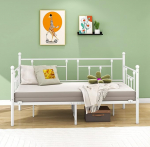 VERFARM p&auml;evane voodiraam 90 x 200 cm voodi, &uuml;heinimesevoodi diivanvoodi lamelliraamiga k&uuml;lalistetuppa, noortevoodi, metallist voodi, p&auml;evane voodi, voodiraam magamistuppa, elutuppa, valge