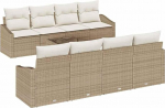 Rantry 9-teiliges Garten Sofa Set mit Kissen Beige Poly Rattan Gartenlounge Model3346651