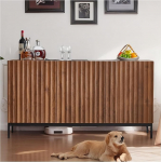 Wyibwy 150 x 40 x 80 cm, tumedast tammepuust k&uuml;ljepaneel, moodne sajandi keskpaiga dekoratiivne m&ouml;&ouml;bel, 3 ust, laineline disain, reguleeritavad riiulid, elegantne