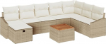 Rantry 9-teiliges Garten-Sofa-Set mit Kissen Beige Poly Rattan Gartenlounge Model3359582