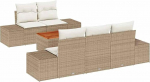 Rantry 6-teiliges Garten Sofa Set mit Kissen Beige Poly Rattan Akazie Gartenlounge Model3347897