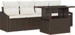 Rantry 5-teiliges Garten Sofa Set mit Kissen Braun Poly Rattan Gartenlounge Model3348904