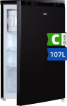 CHIQ CTT107BC Small Fridge 107 Litres, Height 84 cm, Depth 55 cm, Vario Box, Micro Freezer, 7 Temperature Control Levels, Low Noise, 87 kWh per Year, Black