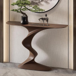 Moderner Konsolentisch im Landhausstil - T-f&ouml;rmiger schmaler Sofatisch mit geometrischen Metallbeinen, rustikaler industrieller Eingangs- und Wohnzimmerschreibtisch - 47,2 Zoll braune Akzent