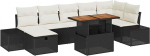 Rantry 8-teiliges Garten Sofa Set mit Kissen Schwarz Poly Rattan Gartenlounge Model3360058