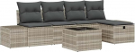 6-teiliges Garten-Sofa-Set mit Kissen in Hellgrau Poly Rattan Gartenlounge Model3360703