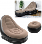 mumisuto Inflatable Sofa, Armchair, Inflatable Portable Flocking Air Chair, Inflatable Couch with Footstool, Seamless Mix, Surface Flocking