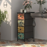 Welfuturer kitsas kapp 4 sahtliga, mis on valmistatud kangast boheemlaslikust riietuslauast kapp sahtlitega kapp magamistoas elutuba koridoris valmistatud metallist raam puidust materjalist