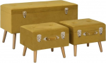 vidaXL Stools with Storage Space, Pack of 3, Mustard Yellow Velvet, Benches, Footstool, Storage Stool, Stool and Bench, Footstool, Stool with Storage Space, Chest Bench