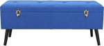 Happy Home Company 12473 Bench Chest Fabric Bench with Storage Compartment Ottoman in Case Design Blue