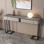 Generisch Schmale Konsolentische f&uuml;r Flur und Eingangsbereich, Ablage hinter dem Sofa, Marmor-Spiegelvitrine, moderner Eingangstisch, moderner Grauer Konsolentisch mit Ablagef&auml;chern und 2 Schubladen,