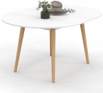 IDMarket - Table &agrave; Manger Ronde Angela 6-8 Personnes White pied Bois 110-150 cm
