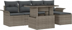 Rantry 6-teiliges Garten Sofa Set mit Kissen Grau Poly Rattan Gartenlounge Model3348265