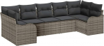 7-teiliges Garten-Sofa Set mit Kissen Grau Poly Rattan, 2-Sitzer Garten-Sofa mit Kissen Grau Poly Rattan Gartenlounge Model3345849