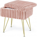 ABHENG Multifunktsionaalne ristk&uuml;likukujuline garderoobitool hoiuruumiga, jalatugi, riietuslaud, polsterdatud tool, meigitool, 40 x 25,5 x 43,5 cm, pastelroosa, ASND53P