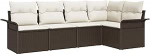Rantry 5-teiliges Garten Sofa Set mit Kissen Braun Poly Rattan Gartenlounge Model3345358