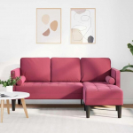 Massbinet L-kujuline nurgadiivan Veinipunane 173 x 131 x 67 cm Velvet