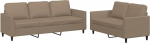 Tomostar Diivan-set f&uuml;r Wohnzimmer, 3-Sitzer und 2-Sitzer, 2-teilig, mit Kissen, Cappuccino, Kunstleder
