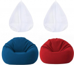 Sliner Sitzsack-Bezug f&uuml;r Kinder und Erwachsene (ohne F&uuml;llung), gef&uuml;llter Sitzsackbezug mit Rei&szlig;verschluss zum Organisieren von Pl&uuml;schtieren oder Memory-Schaum, klein, Rot und Blau, 2 St&uuml;ck