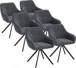 sk&oslash;lm Sk&ouml;ll p&ouml;&ouml;rlevad s&ouml;&ouml;gitoa toolid 6-st komplektist - tumehall k&auml;etugedega toolid sametkattega - p&ouml;&ouml;rlev tooli s&ouml;&ouml;gituppa/k&ouml;&ouml;ki - reguleeritav k&otilde;rgus kuni 150 kg - pehmendusega k&ouml;&ouml;gitool metallraamiga