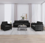 ShGaxin 3201939 3-osaline diivanikomplekt, must samet, Lounge diivan, diivanid ja diivanid, l&otilde;&otilde;gastav diivan, diivan elutuppa