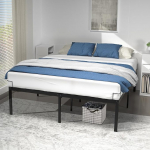 VOUNOT voodiraam 160 x 200 cm metallist voodi lamelliraamiga ja voodi all olev hoiuruum, voodiraam magamistuppa, k&uuml;lalistetuppa, vaikne ja vastupidav, k&otilde;rgus 36 cm, must