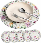 ROMISBABA 6 &uuml;mmarguse lilleplatsi komplekt, vastupidav linane, pestav, s&ouml;&ouml;gilaua dekoratiivne, kuumakindel, korduvkasutatav, sobib k&ouml;&ouml;ki ja restorani.