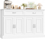 FirFurd Sideboard 140 cm k&ouml;&ouml;gikapp t&ouml;&ouml;tasapinnaga buffetkapp 2 sahtliga 4 uksega k&ouml;&ouml;gisaar elutuba kapp hoiukapp elutuppa k&ouml;&ouml;k s&ouml;&ouml;gituppa 140 x 39,5 x 92,2 cm