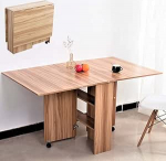 BAKAJI ZFT-2 multifunktsionaalne PC-laud, mobiilne kokkupandav laud, kokkupandav s&ouml;&ouml;gilaud, sobib v&auml;ikestesse ruumidesse, 2 riiuliga s&ouml;&ouml;gituppa ja k&ouml;&ouml;ki, punane tammepuu, 140 x 80 x 74 cm