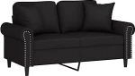 vidaXL 2-kohaline diivan, diivan dekoratiivse padjaga, puhke diivan elutuppa, polsterdatud diivan, tugitool, l&otilde;&otilde;gastav diivan, Lounge diivan, l&otilde;&otilde;gastav diivan, must sametne diivan