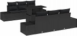 7-teiliges Garten Sofa Set mit Kissen Schwarz Poly-Rattan Gartenlounge Model3349109