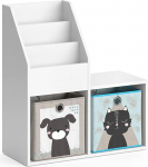 Vicco Luigi Mini lasteriiul, valge, 2 kokkupandava kastiga, opt.4-31 x 79 x 72 cm, valmistatud puitlaastplaadist, raamaturiiul, sobib ideaalselt lastetuppa, praktiline hoiukoht raamatutele ja m&auml;nguasjadele