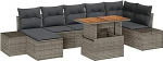 Rantry 8-teiliges Garten Sofa Set mit Kissen Graues Poly Rattan Gartenlounge Model3358729