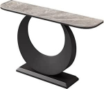 Generisch Moderner Konsolentisch (150 cm) mit rundem Fu&szlig; - Stilvoller schwarzer Beistelltisch f&uuml;r Eingangsbereich, Wohnzimmer und Flur - Zeitgen&ouml;ssisches Sofa-Schreibtisch-M&ouml;belst&uuml;ck