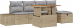 Rantry 6-teiliges Garten Sofa Set mit Kissen Beige Rattan Gartenlounge Model3361378