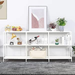 HDANI metallist konsoollaud 3 riiuliga, diivanilaud, kitsas konsoollaud, moodne stiil, sobib esikusse, elutuppa, magamistuppa (valge, 180 x 30 x 80 cm)