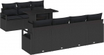 8-teilige Garten Sofa Set mit Kissen Schwarz Poly Rattan, 2-Sitzer Garten Sofa mit Kissen Schwarz Poly Rattan Gartenlounge Model3348769