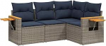 4-osaline aia diivan komplekt koos pehmendusega Hall Poly Rattan Garden Lounge Model3226775