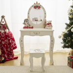 LEADZM Children's Dressing Table with Stool, Dressing Table and Dressing Table in White/Pink (White) - Children's Dressing Table for Girls