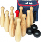 Muru, Bowling, k&otilde;vapuit, 10 keppi ja 3 palli kandekotis (23cm k&otilde;rge, naturaalne)